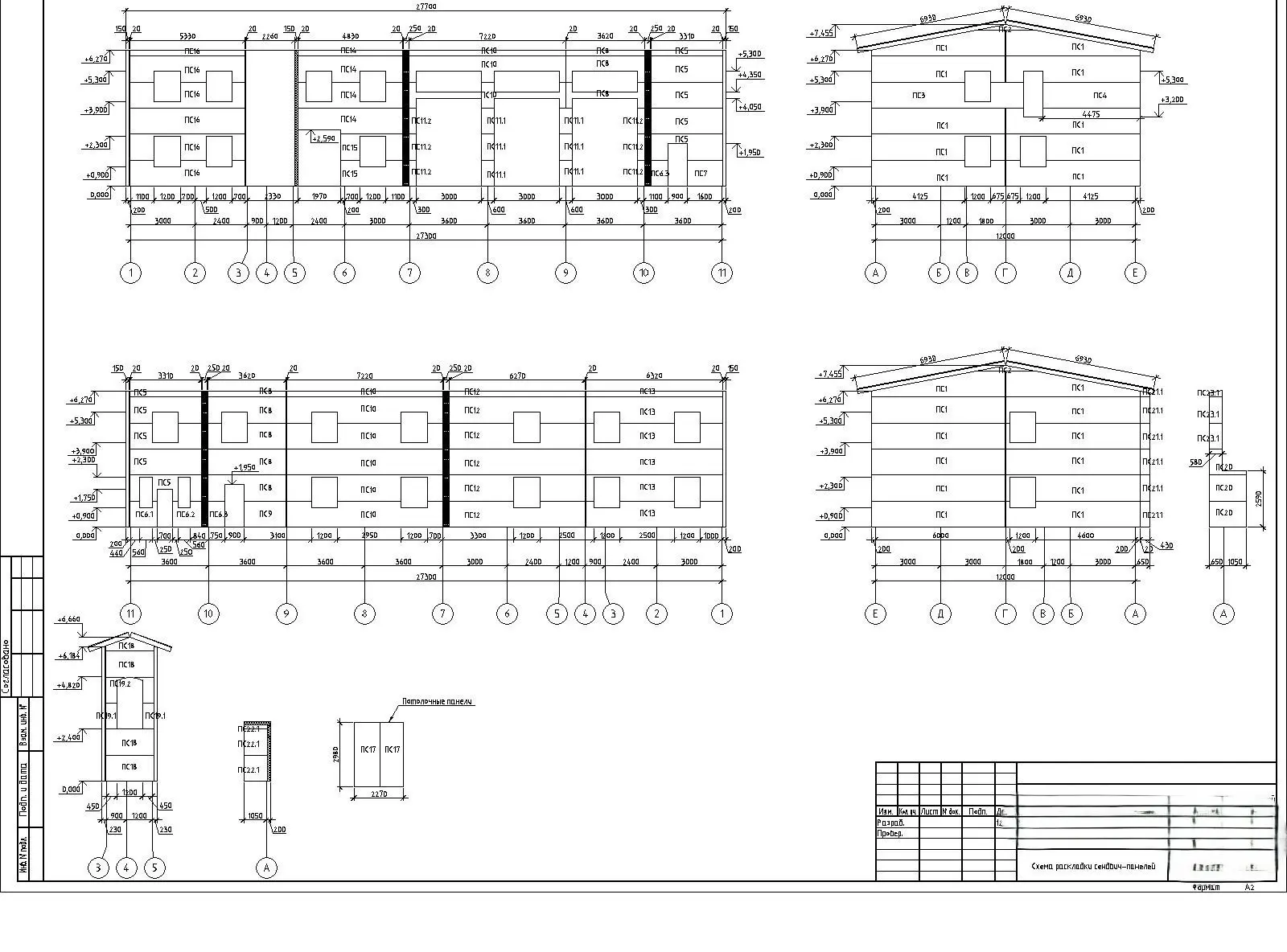Раскладка стеновых и кровельных сэндвич-панелей для АБК в Санкт-Петербурге